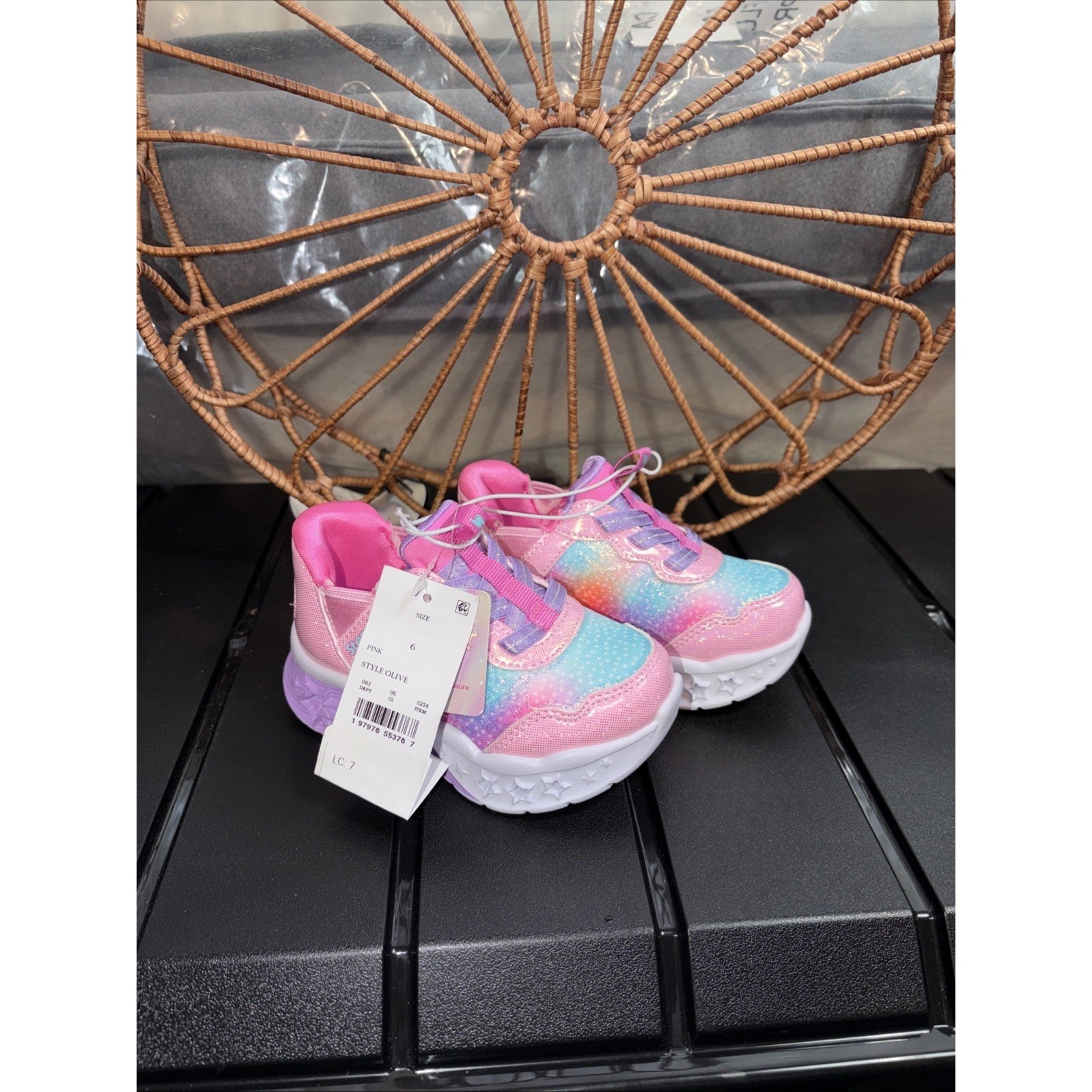 S Sport By Skechers Olive Sneakers Light Up Stretch Laces Toddler Girls Size 6